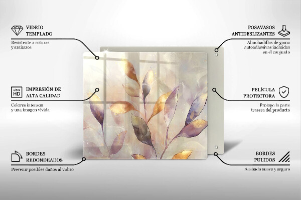 Üveg vágódeszka Festett boho levelek