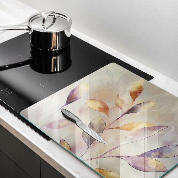 Üveg vágódeszka Festett boho levelek