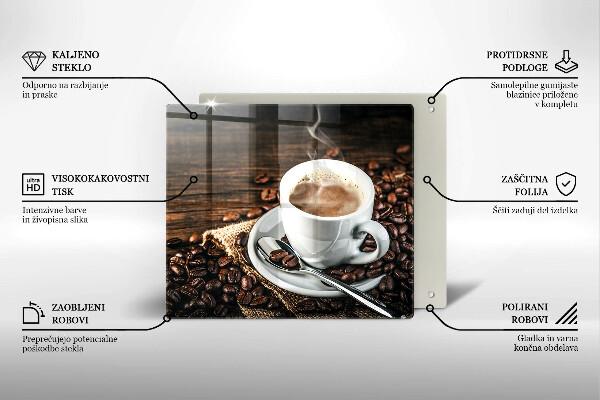 Üveg vágódeszka Csésze és kávébab