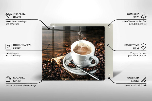 Üveg vágódeszka Csésze és kávébab