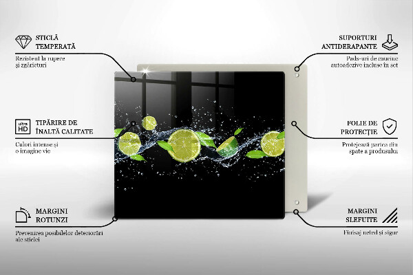 Üveg vágódeszka Lime mentavíz