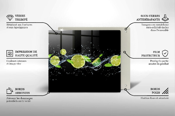 Üveg vágódeszka Lime mentavíz