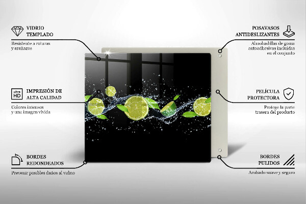 Üveg vágódeszka Lime mentavíz