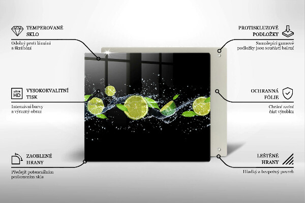 Üveg vágódeszka Lime mentavíz