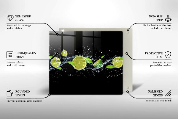 Üveg vágódeszka Lime mentavíz