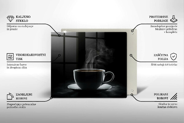 Üveg vágódeszka Forró csésze kávé