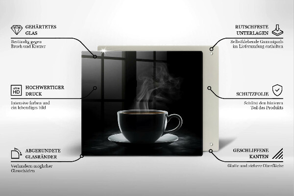 Üveg vágódeszka Forró csésze kávé