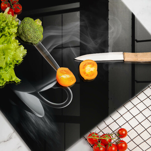 Üveg vágódeszka Forró csésze kávé