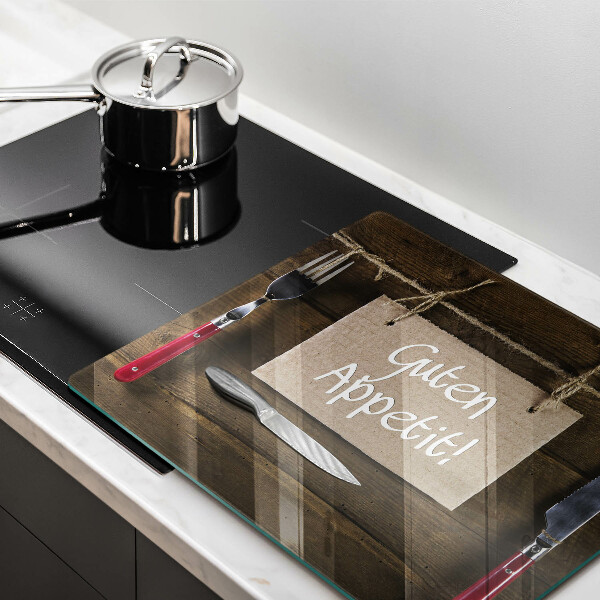 Üveg vágódeszka Guten Apetit felirat a táblákon