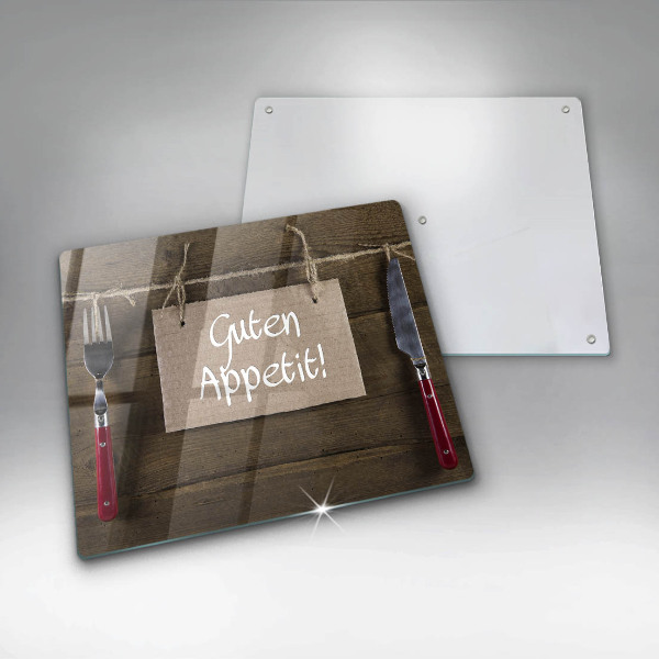 Üveg vágódeszka Guten Apetit felirat a táblákon