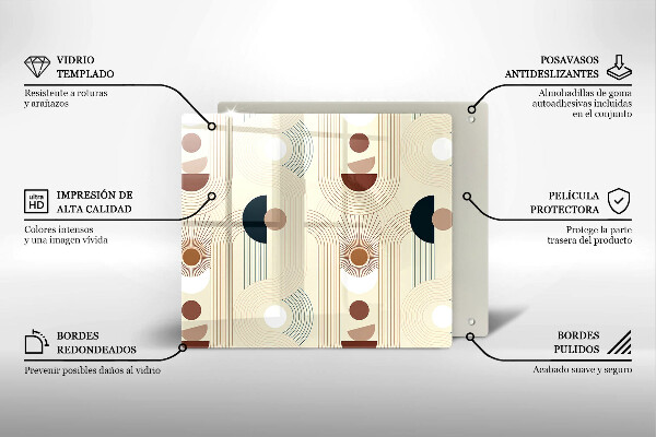 Üveg vágódeszka Boho geometriai formák
