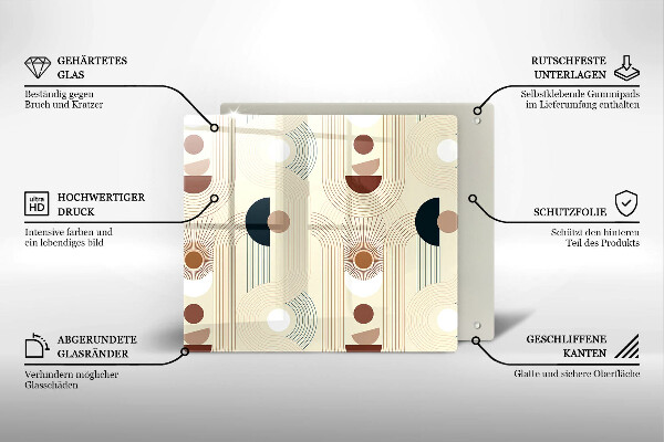 Üveg vágódeszka Boho geometriai formák
