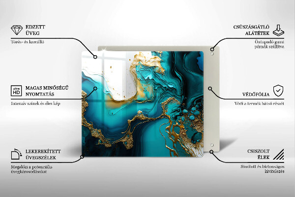 Üveg vágódeszka Türkiz absztrakció