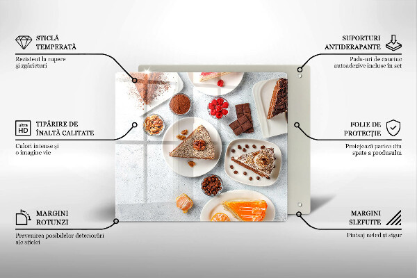 Üveg vágódeszka A torta édessége