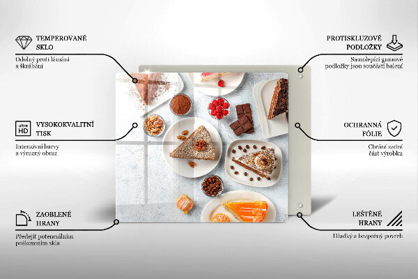 Üveg vágódeszka A torta édessége