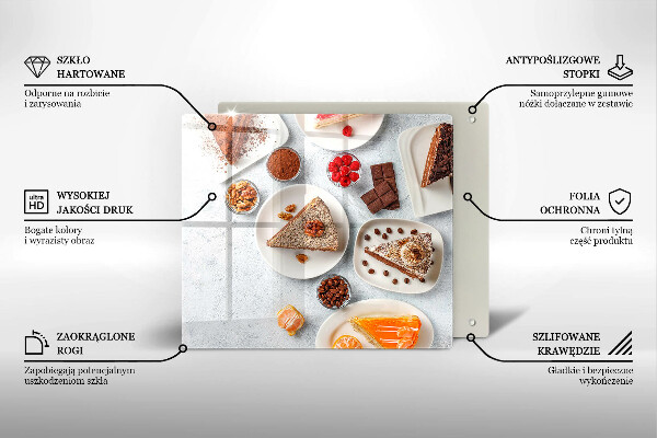 Üveg vágódeszka A torta édessége