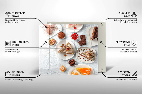 Üveg vágódeszka A torta édessége