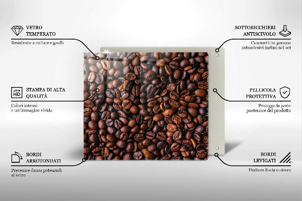 Üveg vágódeszka Kávébab