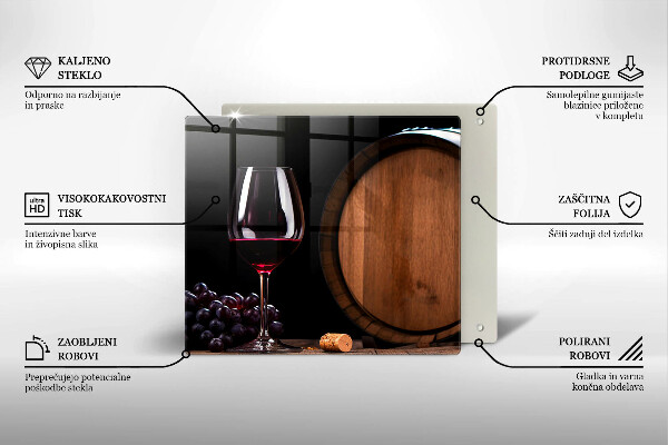 Üveg vágódeszka Hordós borospohár