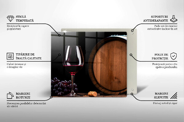 Üveg vágódeszka Hordós borospohár