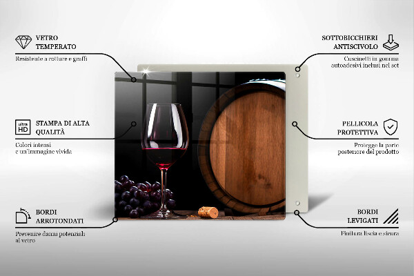 Üveg vágódeszka Hordós borospohár