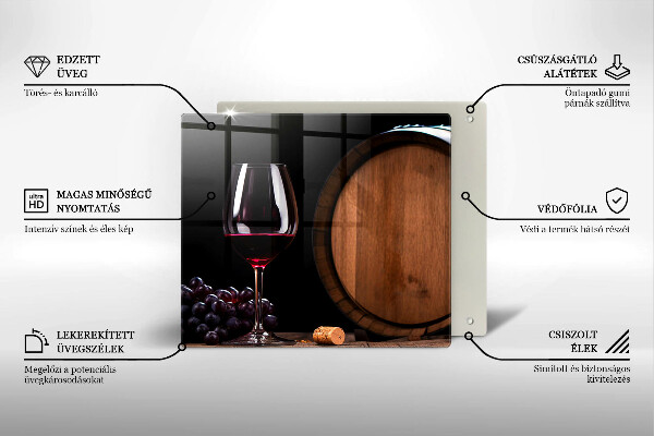 Üveg vágódeszka Hordós borospohár