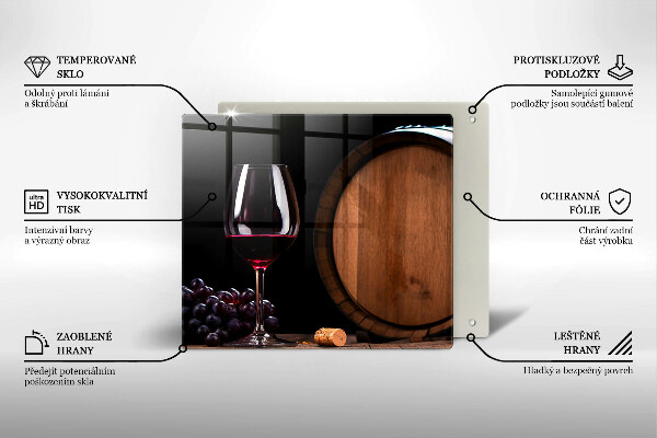 Üveg vágódeszka Hordós borospohár