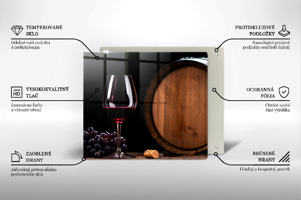 Üveg vágódeszka Hordós borospohár