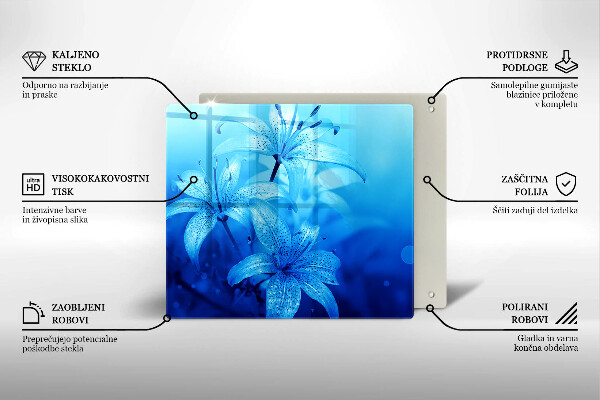 Üveg vágódeszka Kék virágok