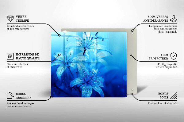 Üveg vágódeszka Kék virágok