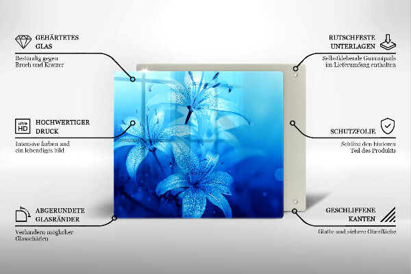 Üveg vágódeszka Kék virágok