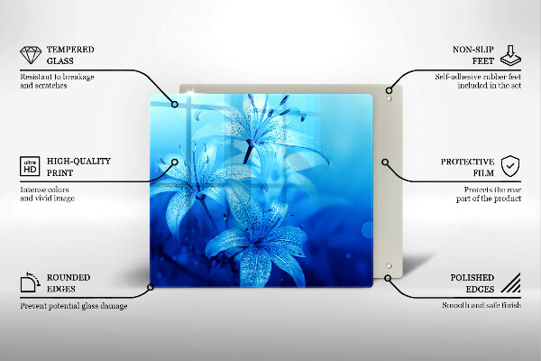 Üveg vágódeszka Kék virágok