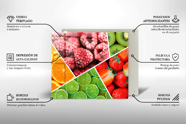 Üveg vágódeszka Színes gyümölcsök