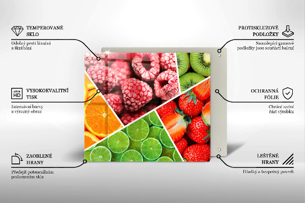 Üveg vágódeszka Színes gyümölcsök