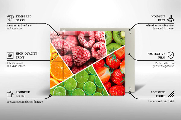 Üveg vágódeszka Színes gyümölcsök