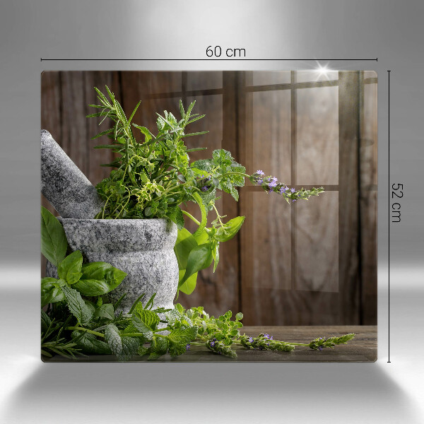 Üveg vágódeszka Zöld gyógynövények