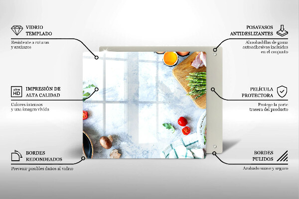 Üveg vágódeszka Hozzávalók a konyhában