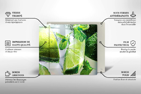 Üveg vágódeszka Víz mésszel és jéggel