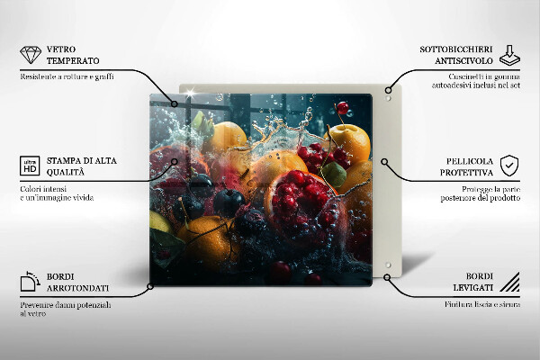 Üveg vágódeszka Gyümölcsök vízben