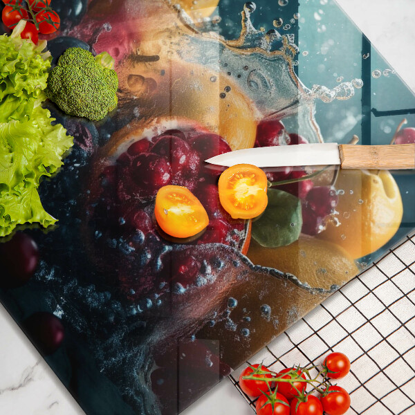 Üveg vágódeszka Gyümölcsök vízben