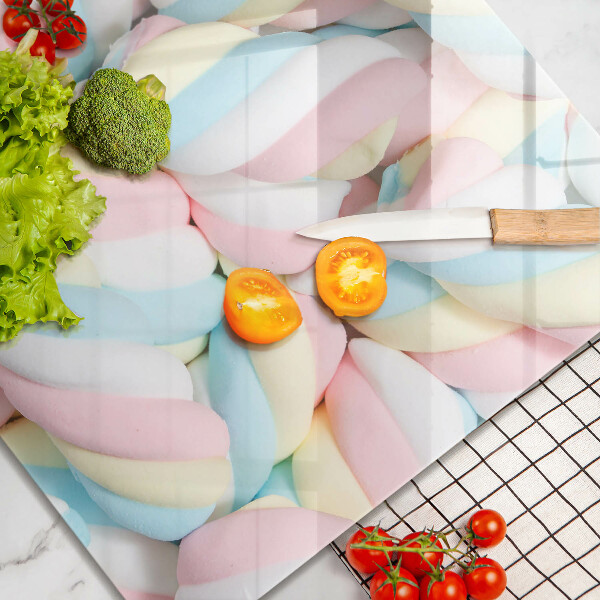 Üveg vágódeszka Színes mályvacukor