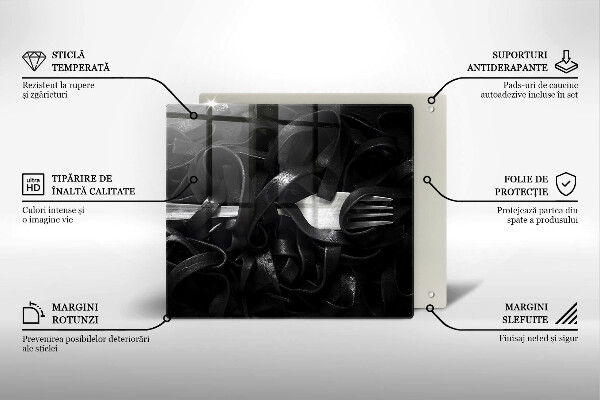 Üveg vágódeszka Fekete Tagliatelle tészta