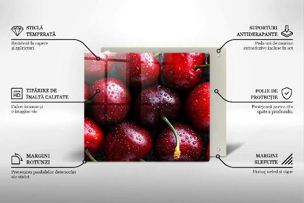 Üveg vágódeszka Közeli kép a cseresznye