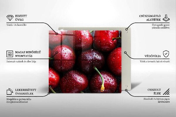 Üveg vágódeszka Közeli kép a cseresznye