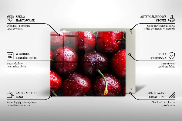 Üveg vágódeszka Közeli kép a cseresznye