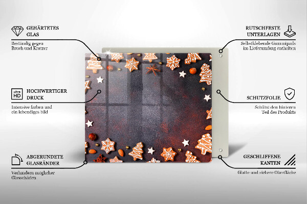 Üveg vágódeszka Mézeskalács karácsony