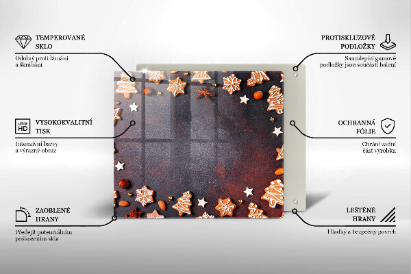 Üveg vágódeszka Mézeskalács karácsony