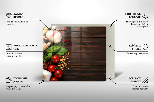 Üveg vágódeszka Zöldségek az asztalon