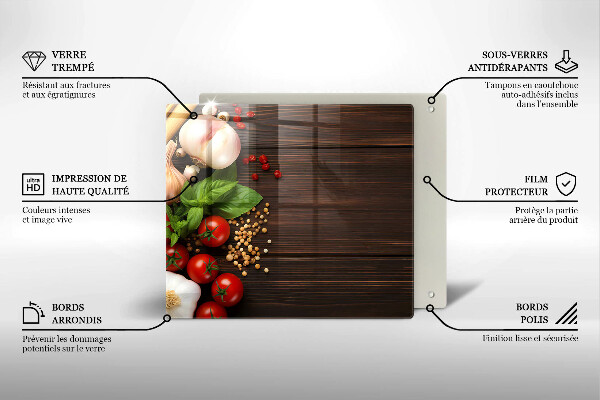 Üveg vágódeszka Zöldségek az asztalon