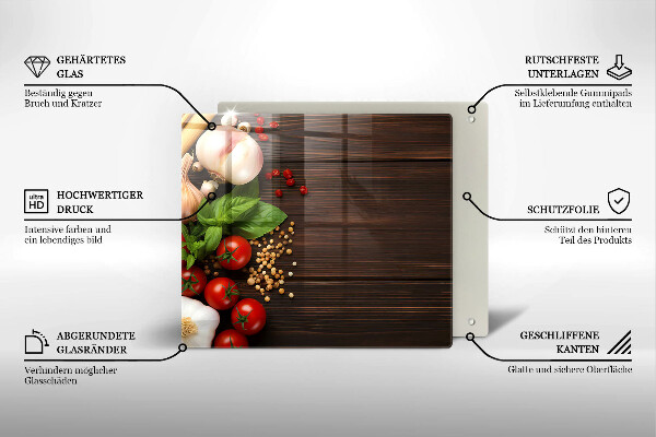 Üveg vágódeszka Zöldségek az asztalon